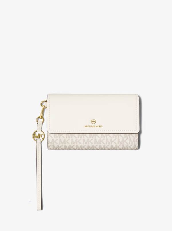 Damske Penazenky Michael Kors Jet Set Charm Logo and Leather Smartphone Krém - Doplnky Michael Kors Sleva | FYNOE-1739